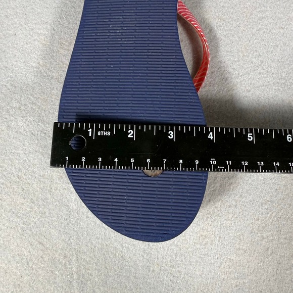 Vera Bradley Flip Flops Size 8/M Stamp Print‎ Red Stripe Straps Beach Sandals - Picture 8 of 17